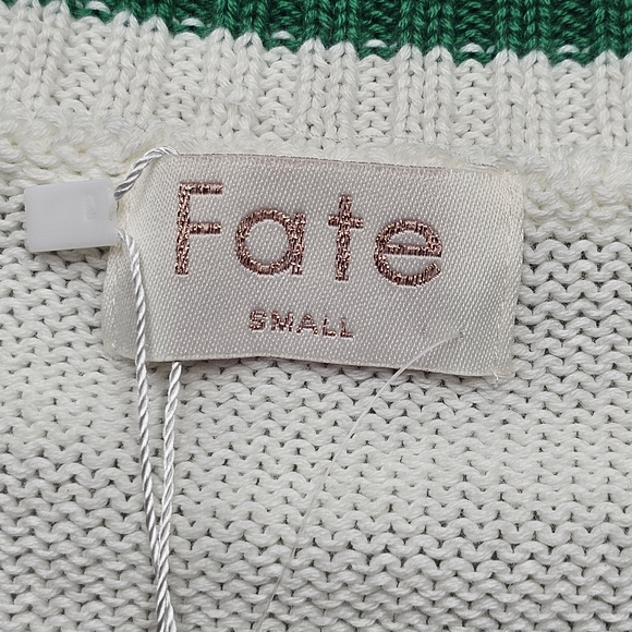 Fate Pickleball Embroidered Cardigan Sweater Size Small Green White Button Front - Picture 9 of 11